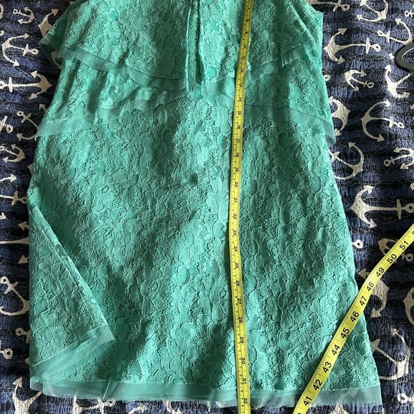 WOMEN’S BCBG MAX AZRIA LIGHT GREEN LACE MINI DRESS Cotton Blend Sz M - Picture 15 of 16